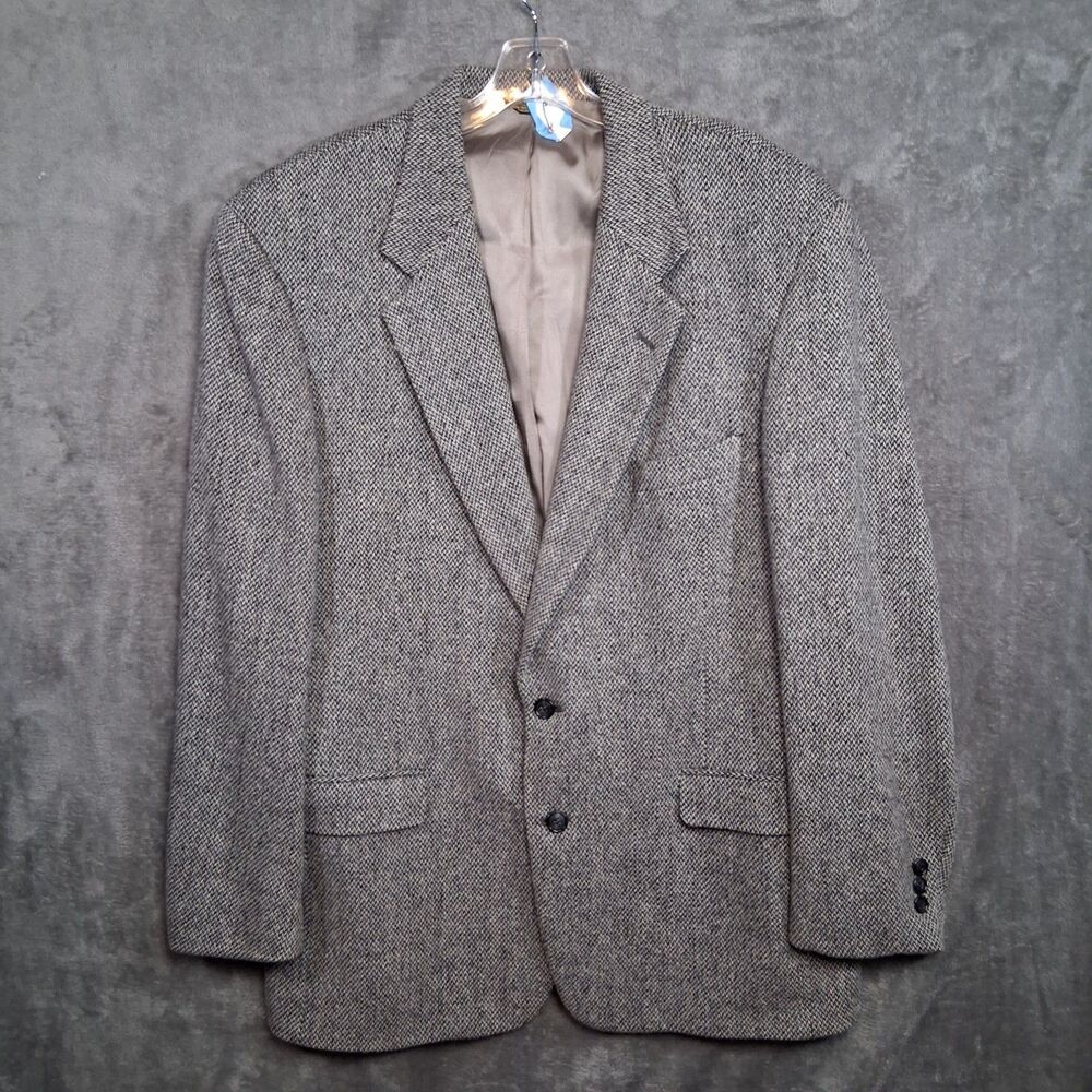 Vtg Allyn‎ Saint George Houndsthoot Blazer Single Breasted White Black Pattern